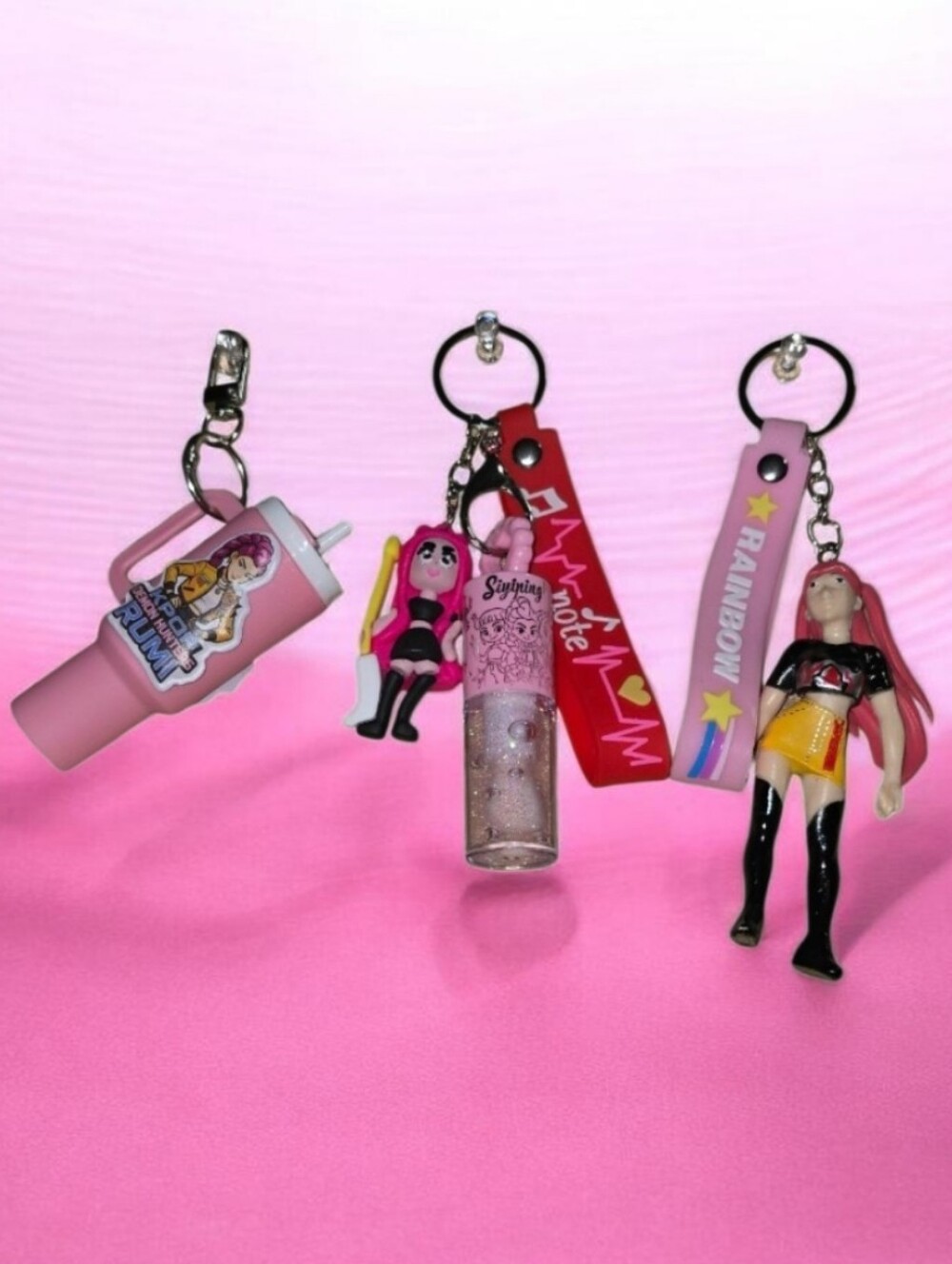 #B23 Pink Girl Charm Keychain Set - Unbranded